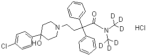 4-[4-(4-Chlorophenyl)-4-hydroxypiperidin-1-yl]-2,2-diphenyl-N,N-bis(trideuteriomethyl)butanamide hydrochloride molecular structure (CAS 1189469-46-2)