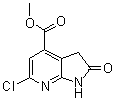 structure of CAS# 1190312-76-5, 6-Chloro-2,3-dihydro-2-oxo-1H-pyrrolo[2,3-b]pyridine-4-carboxylic acid methyl ester