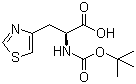结构式 CAS# 119434-75-2, N-叔丁氧羰基-L-(4-噻唑基)丙氨酸