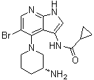N-[4-[(3R)-3-Amino-1-piperidinyl]-5-bromo-1H-pyrrolo[2,3-b]pyridin-3-yl]cyclopropanecarboxamide molecular structure (CAS 1196541-47-5)