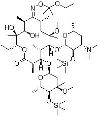 6-O-Methyl-2',4''-bis-O-(trimethylsilyl)erythromycin 9-[O-(1-ethoxy-1-methylethyl)oxime] molecular structure (CAS 119665-62-2)