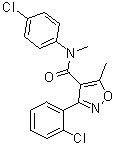 structure of CAS# 1197300-24-5, 3-(2-Chlorophenyl)-N-(4-chlorophenyl)-N,5-dimethyl-4-isoxazolecarboxamide