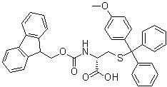 structure of CAS# 1198791-73-9, N-[(9H-Fluoren-9-ylmethoxy)carbonyl]-S-[(4-methoxyphenyl)diphenylmethyl]-D-cysteine