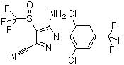 结构式 CAS# 120068-37-3, 氟虫腈; 5-氨基-1-(2,6-二氯-4-三氟甲苯基)-4-三氟甲基亚磺酰基吡唑-3-腈
