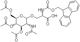 结构式 CAS# 120173-57-1, N-芴甲氧羰基-O-beta-(2-乙酰氨基-2-脱氧-3,4,6-三-O-乙酰基-alpha-D-吡喃半乳糖基)-L-丝氨酸