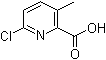 结构式 CAS# 1201924-32-4, 6-氯-3-甲基吡啶-2-羧酸