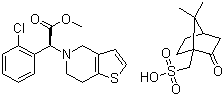 结构式 CAS# 120202-68-8, 樟脑磺酸氯吡格雷; (S)-alpha-(2-氯苯基)-6,7-二氢噻吩并[3,2-c]吡啶-5(4H)-乙酸甲酯 (1R)-7,7-二甲基-2-氧代双环[2.2.1]庚烷-1-甲磺酸盐