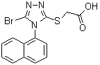2-[[5-Bromo-4-(naphthalen-1-yl)-4H-1,2,4-triazol-3-yl]thio]acetic acid molecular structure (CAS 1210330-64-5)