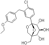 结构式 CAS# 1210344-57-2, Ertugliflozin; 1,6-脱水-1-C-[4-氯-3-[(4-乙氧基苯基)甲基]苯基]-5-C-(羟基甲基)-beta-L-艾杜糖
