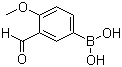 structure of CAS# 121124-97-8, 3-Formyl-4-methoxyphenylboronic acid;3-Formyl-4-methoxybenzeneboronic acid; 4-Methoxy-3-formylphenylboronic acid; 5-Borono-o-anisaldehyde
