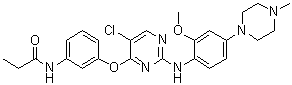 N-[3-[[5-Chloro-2-[[2-methoxy-4-(4-methyl-1-piperazinyl)phenyl]amino]-4-pyrimidinyl]oxy]phenyl]propanamide molecular structure (CAS 1214265-58-3)