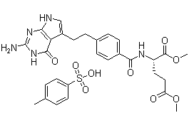 N-[4-[2-(2-Amino-4,7-dihydro-4-oxo-3H-pyrrolo[2,3-d]pyrimidin-5-yl)ethyl]benzoyl]-L-glutamic acid 1,5-dimethyl ester 4-methylbenzenesulfonate molecular structure (CAS 1215090-73-5)