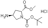 结构式 CAS# 1217446-43-9, (2R,4S)-4-氨基-1-(叔丁氧羰基)吡咯烷-2-羧酸甲酯盐酸盐