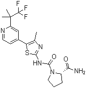 结构式 CAS# 1217486-61-7, BYL-719; (2S)-N1-[4-甲基-5-[2-(2,2,2-三氟-1,1-二甲基乙基)-4-吡啶基]-2-噻唑基]-1,2-吡咯烷二甲酰胺