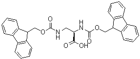 N-[(9H-Fluoren-9-ylmethoxy)carbonyl]-3-[[(9H-fluoren-9-ylmethoxy)carbonyl]amino]-D-alanine molecular structure (CAS 1217631-22-5)