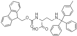 structure of CAS# 1217809-38-5, (2R)-2-[[(9H-Fluoren-9-ylmethoxy)carbonyl]amino]-4-[[(4-methylphenyl)diphenylmethyl]amino]butanoic acid