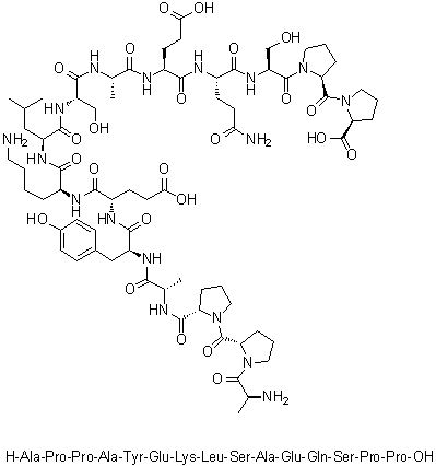 L-Alanyl-L-prolyl-L-prolyl-L-alanyl-L-tyrosyl-L-alpha-glutamyl-L-lysyl-L-leucyl-L-seryl-L-alanyl-L-alpha-glutamyl-L-glutaminyl-L-seryl-L-prolyl-L-proline molecular structure (CAS 1220394-10-4)