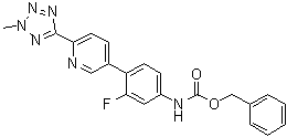 N-[3-Fluoro-4-[6-(2-methyl-2H-tetrazol-5-yl)-3-pyridinyl]phenyl]carbamic acid phenylmethyl ester molecular structure (CAS 1220910-89-3)