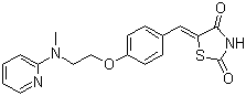 structure of CAS# 122320-74-5, 5-[4-[2-[N-Methyl-N-(2-pyridinyl)amino]ethoxy]benzylidene]-2,4-thiazolidinedione