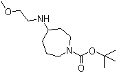 structure of CAS# 1223748-50-2, Hexahydro-4-[(2-methoxyethyl)amino]-1H-azepine-1-carboxylic acid tert-butyl ester