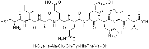 L-Cysteinyl-L-isoleucyl-L-alanyl-L-alpha-glutamyl-L-glutaminyl-L-tyrosyl-L-histidyl-L-threonyl-L-valine molecular structure (CAS 1224322-84-2)