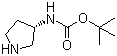 structure of CAS# 122536-76-9, (S)-3-(Boc-amino)pyrrolidine;(3SR)-(+)-(tert-Butoxycarbonylamino)pyrrolidine; tert-Butyl-(S)-3-pyrrolidinylcarbamate
