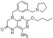 4-Amino-2-butoxy-7,8-dihydro-8-[[3-(1-pyrrolidinylmethyl)phenyl]methyl]-6(5H)-pteridinone molecular structure (CAS 1228585-88-3)