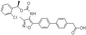 structure of CAS# 1228690-19-4, 4'-[4-[[[(1R)-1-(2-Chlorophenyl)ethoxy]carbonyl]amino]-3-methyl-5-isoxazolyl]-[1,1'-biphenyl]-4-acetic acid;AM 966