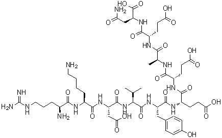 N2-[N-[N-[N-[N-[N-[N-[N-(N2-L-Arginyl-L-lysyl)-L-alpha-aspartyl]-L-valyl]-L-tyrosyl]-L-alpha-glutamyl]-L-alpha-glutamyl]-L-alanyl]-L-alpha-glutamyl]-L-asparagine molecular structure (CAS 123167-51-1)