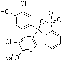 结构式 CAS# 123333-64-2, 氯酚红钠盐; 4,4'-(3H-2,1-苯并氧硫杂环戊烷-3-亚基)双[2-氯苯酚] S,S-二氧化物单钠盐