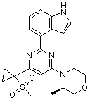 4-[4-[(3R)-3-Methyl-4-morpholinyl]-6-[1-(methylsulfonyl)cyclopropyl]-2-pyrimidinyl]-1H-indole molecular structure (CAS 1233339-22-4)