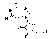 structure of CAS# 123402-21-1, 3'-Deoxy-3'-fluoroguanosine;3'-Fluoro-3'-deoxyguanosine