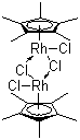 structure of CAS# 12354-85-7, Bis[(pentamethylcyclopentadienyl)dichloro-rhodium];Dichloro(pentamethylcyclopentadienyl)rhodium(III) dimer; Pentamethylcyclopentadienylrhodium(III) chloride dimer