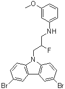 结构式 CAS# 1235481-90-9, 3,6-二溴-beta-氟-N-(3-甲氧基苯基)-9H-咔唑-9-丙胺