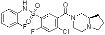 4-Chloro-2-fluoro-N-(2-fluorophenyl)-5-[[(8aR)-hexahydropyrrolo[1,2-a]pyrazin-2(1H)-yl]carbonyl]benzenesulfonamide molecular structure (CAS 1235560-28-7)