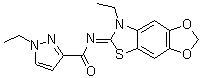 1-乙基-N-(7-乙基-1,3-二氧杂环戊烯并[4,5-f]苯并噻唑-6(7H)-亚基)-1H-吡唑-3-甲酰胺分子结构 (CAS 1235676-72-8)
