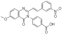 结构式 CAS# 1237744-13-6, 4-[6-甲氧基-2-[(1E)-2-(3-硝基苯基)乙烯基]-4-氧代-3(4H)-喹唑啉基]苯甲酸
