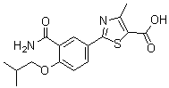 结构式 CAS# 1239233-86-3, 2-[3-(氨基羰基)-4-(2-甲基丙氧基)苯基]-4-甲基-5-噻唑羧酸