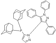 5-[Bis(tricyclo[3.3.1.1(3,7)]dec-1-yl)phosphino]-1',3',5'-triphenyl-1,4'-bi-1H-pyrazole molecular structure (CAS 1239478-87-5)
