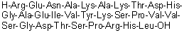 L-Arginyl-L-alpha-glutamyl-L-asparaginyl-L-alanyl-L-lysyl-L-alanyl-L-lysyl-L-threonyl-L-alpha-aspartyl-L-histidylglycyl-L-alanyl-L-alpha-glutamyl-L-isoleucyl-L-valyl-L-tyrosyl-L-lysyl-L-seryl-L-prolyl-L-valyl-L-valyl-L-serylglycyl-L-alpha-aspartyl-L-threonyl-L-seryl-L-prolyl-L-arginyl-L-histidyl-L-leucine molecular structure (CAS 1246357-53-8)