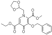 1-(1,3-Dioxolan-2-ylmethyl)-1,4-dihydro-4-oxo-3-(phenylmethoxy)-2,5-pyridinedicarboxylic acid 5-ethyl 2-methyl ester molecular structure (CAS 1246616-85-2)