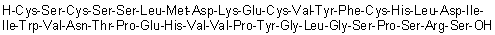 L-Cysteinyl-L-seryl-L-cysteinyl-L-seryl-L-seryl-L-leucyl-L-methionyl-L-alpha-aspartyl-L-lysyl-L-alpha-glutamyl-L-cysteinyl-L-valyl-L-tyrosyl-L-phenylalanyl-L-cysteinyl-L-histidyl-L-leucyl-L-alpha-aspartyl-L-isoleucyl-L-isoleucyl-L-tryptophyl-L-valyl-L-asparaginyl-L-threonyl-L-prolyl-L-alpha-glutamyl-L-histidyl-L-valyl-L-valyl-L-prolyl-L-tyrosylglycyl-L-leucylglycyl-L-seryl-L-prolyl-L-seryl-L-arginyl-L-serine molecular structure (CAS 124834-83-9)