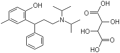 structure of CAS# 124937-52-6, Tolterodine tartrate;(+)-R)-2-{a-[2-(Diisopropylamino)ethyl]benzyl}-p-cresol tartrate