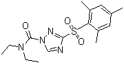 structure of CAS# 125306-83-4, Cafenstrole;N,N-Diethyl-3-[(2,4,6-trimethylphenyl)sulfonyl]-1H-1,2,4-triazole-1-carboxamide; Himeadow; Grachitor