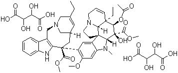structure of CAS# 125317-39-7, Vinorelbine tartrate;Vinorelbine bitartrate; Vinorelbine ditartrate salt; 3',4'-Didehydro-4'-deoxy-C'-norvincaleukoblastine R-(R*,R*)-2-3-dihydroxybutanedioate (1:2) salt; 5'-Noranhydrovinoblastine tartrate; Navelbine tartrate; NVB