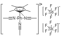Tris(acetonitrile)(pentamethylcyclopentadienyl)rhodium bis(hexafluoroantimonate) molecular structure (CAS 125357-42-8)