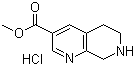 结构式 CAS# 1253792-57-2, 5,6,7,8-四氢-1,7-萘啶-3-羧酸甲酯盐酸盐