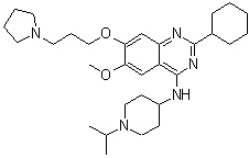 2-Cyclohexyl-6-methoxy-N-[1-(1-methylethyl)-4-piperidinyl]-7-[3-(1-pyrrolidinyl)propoxy]-4-quinazolinamine molecular structure (CAS 1255580-76-7)
