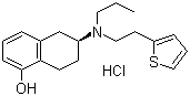 structure of CAS# 125572-93-2, Rotigotine hydrochloride;(S)-5,6,7,8-Tetrahydro-6-[propyl[2-(2-thienyl)ethyl]amino]-1-naphthalenol hydrochloride