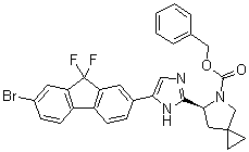 structure of CAS# 1256388-49-4, (6S)-6-[5-(7-Bromo-9,9-difluoro-9H-fluoren-2-yl)-1H-imidazol-2-yl]-5-azaspiro[2.4]heptane-5-carboxylic acid phenylmethyl ester